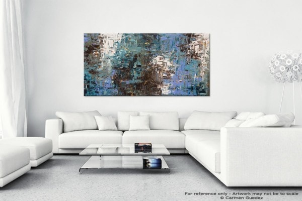 Blue Abstract Painting Ocean Paradise | Large Modern Wall Art for ...