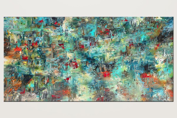Aquatic Blooms Huge Abstract Painting In Blue Excoptimg V1 Id80