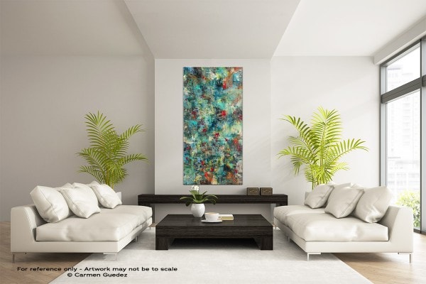 Aquatic Blooms – Huge Abstract Painting in Blue