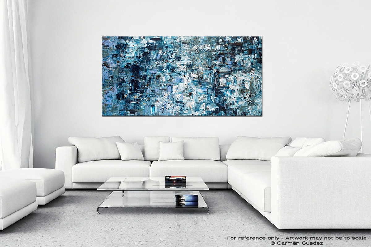 Atlantic Blue Abstract Wall Art Painting On Canvas Id1