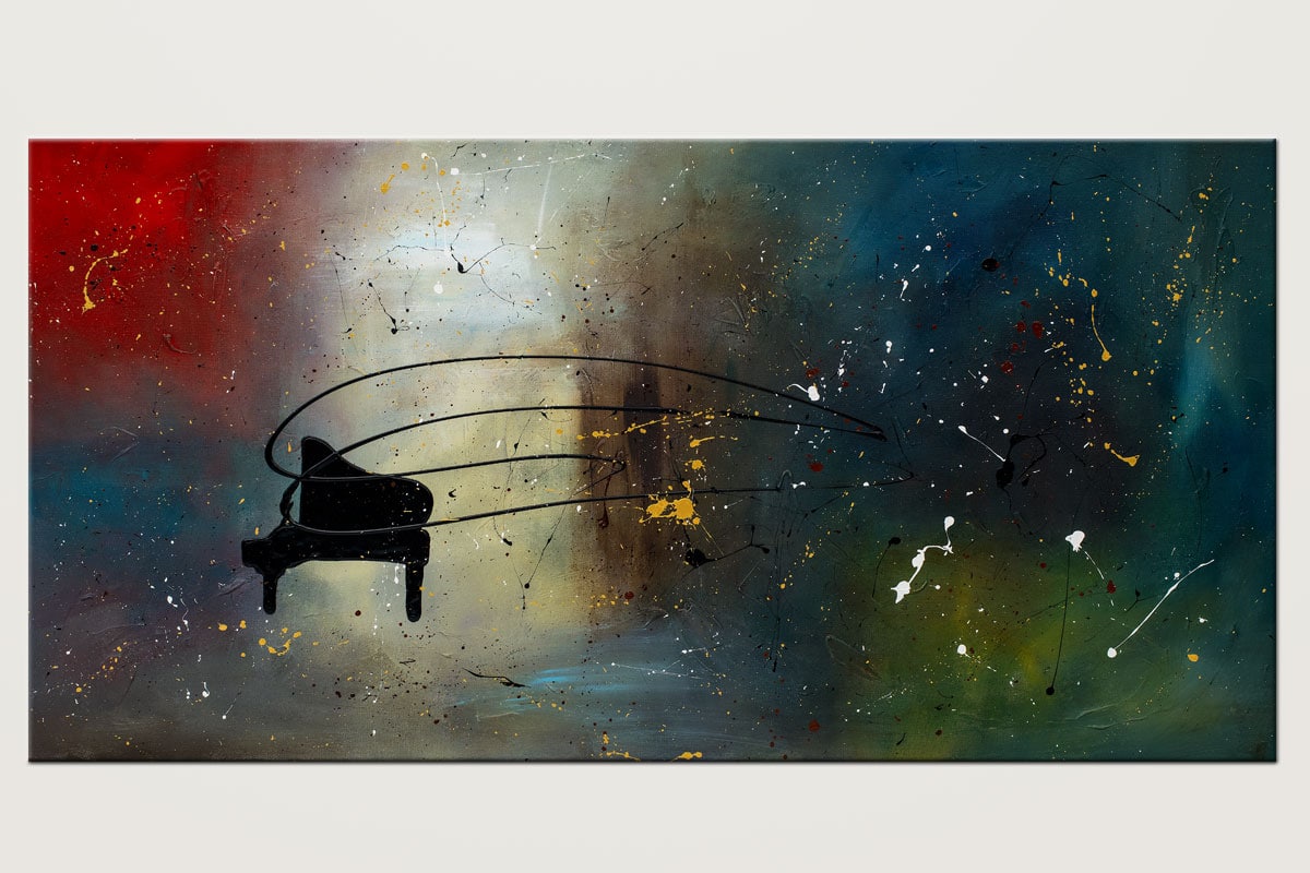 Black Piano Colorful Wall Art Painting Id80
