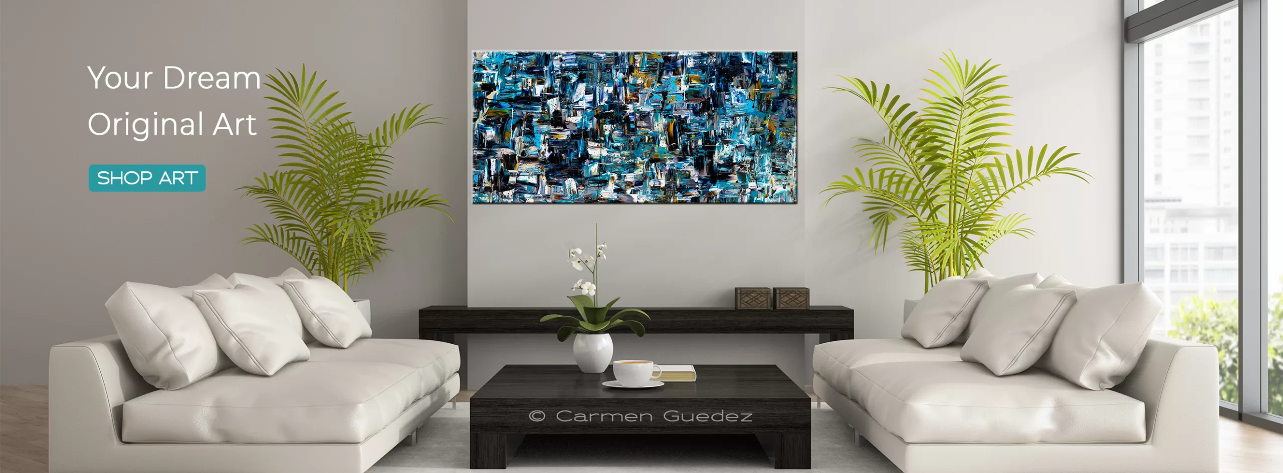 Blue Abstract Art Canvas Painting For Sale - The Coast