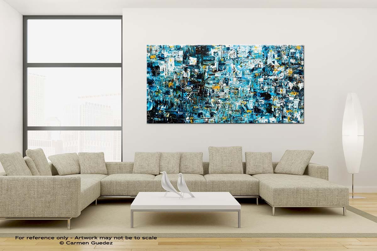 Blue Reef Large Canvas Abstract Painting V1 Id6
