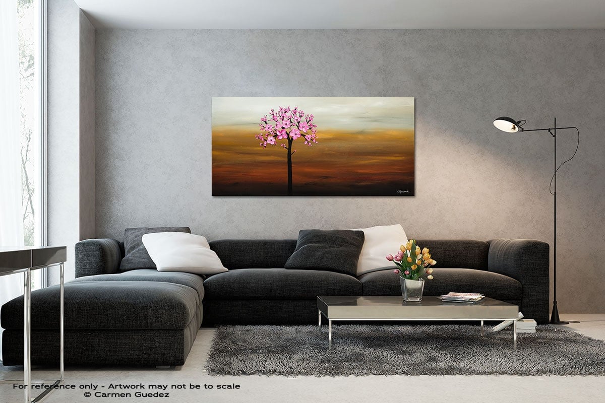 Cherry Blossom Black And White Wall Abstract Art Painting Id70