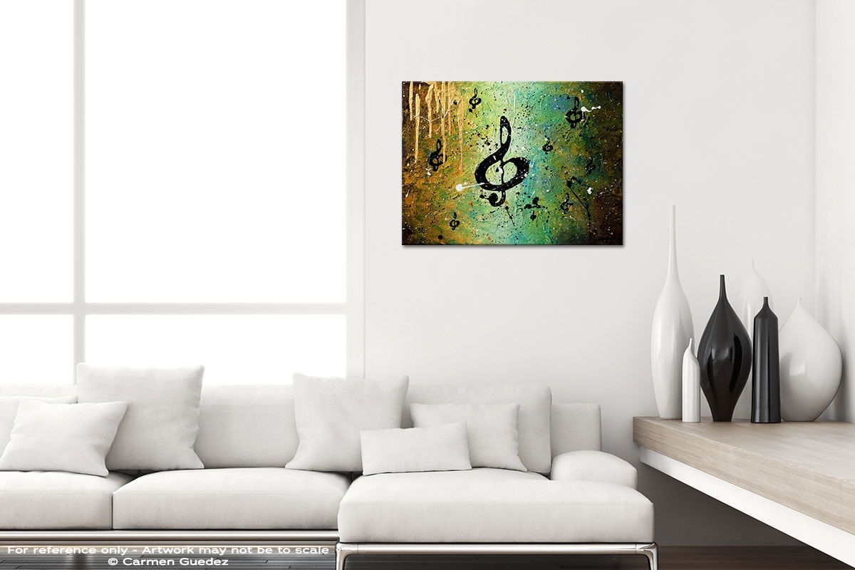 Music Note Black White Abstract Painting