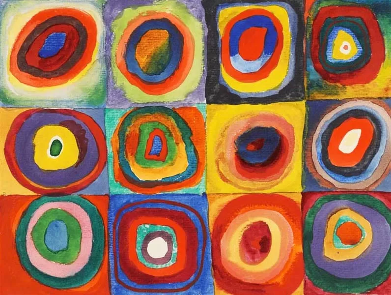 Features of Abstract Art - Color Study Squares with Concentric Circles Painting by V. Kandinsky