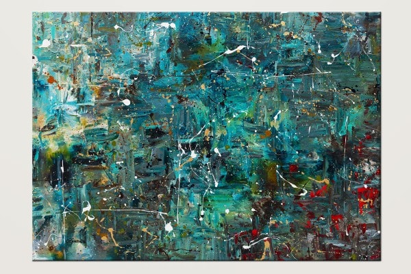 Go For It Modern Abstract Art In Blue And Teal