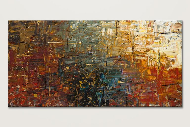 Back Home Abstract Expressions Gold Splash – Original Abstract Art Painting