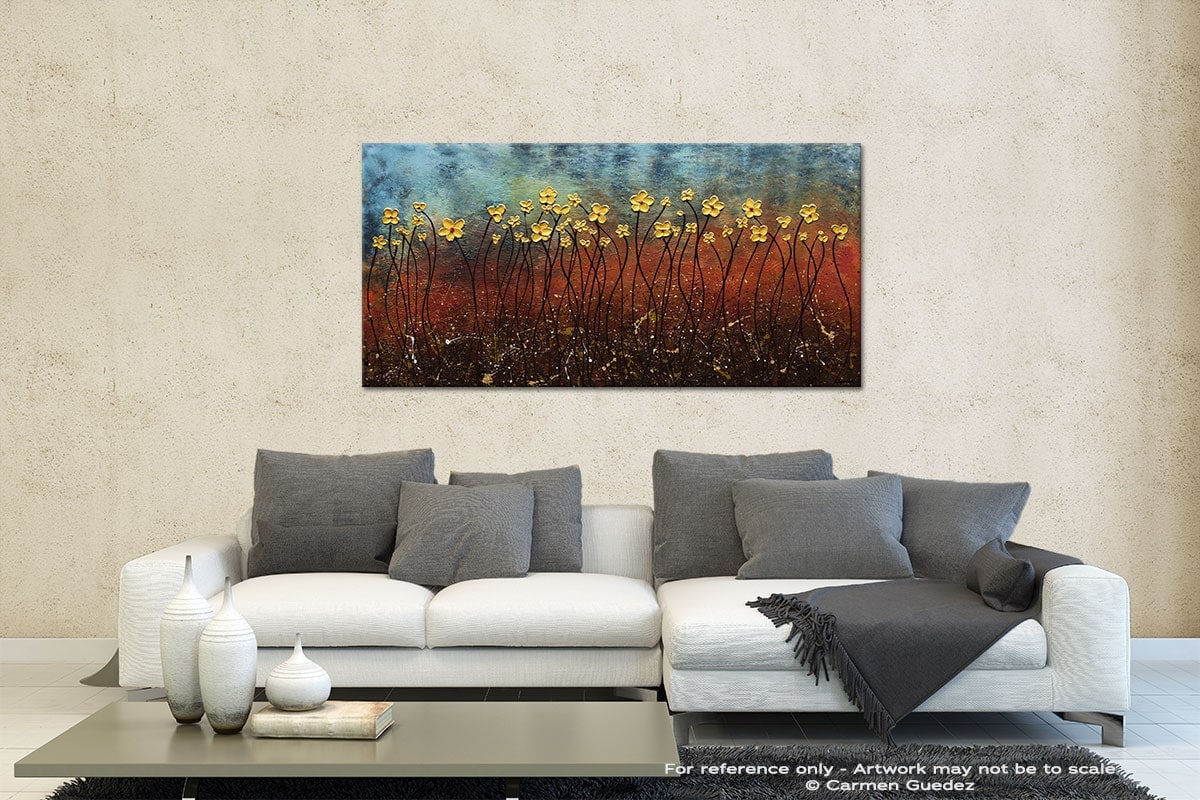 Golden Flowers Contemporary Abstract Art Id35