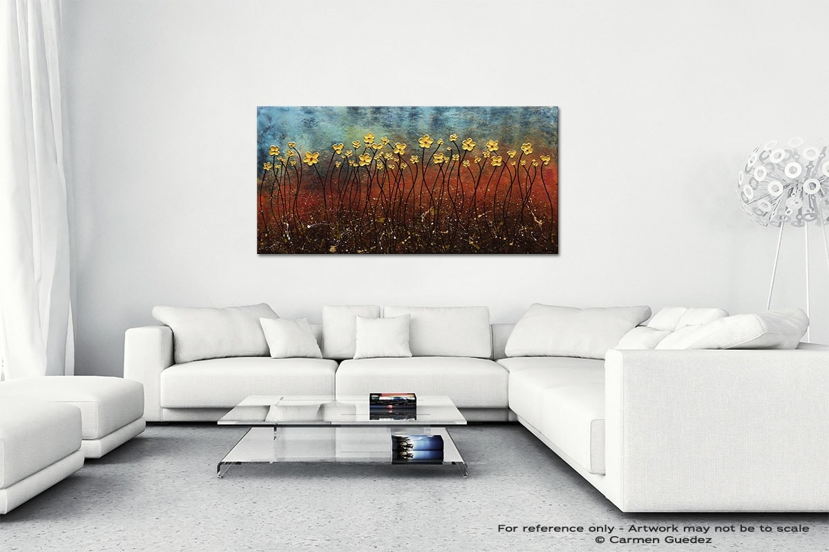Golden Flowers Wall Art Canvas Painting Id40