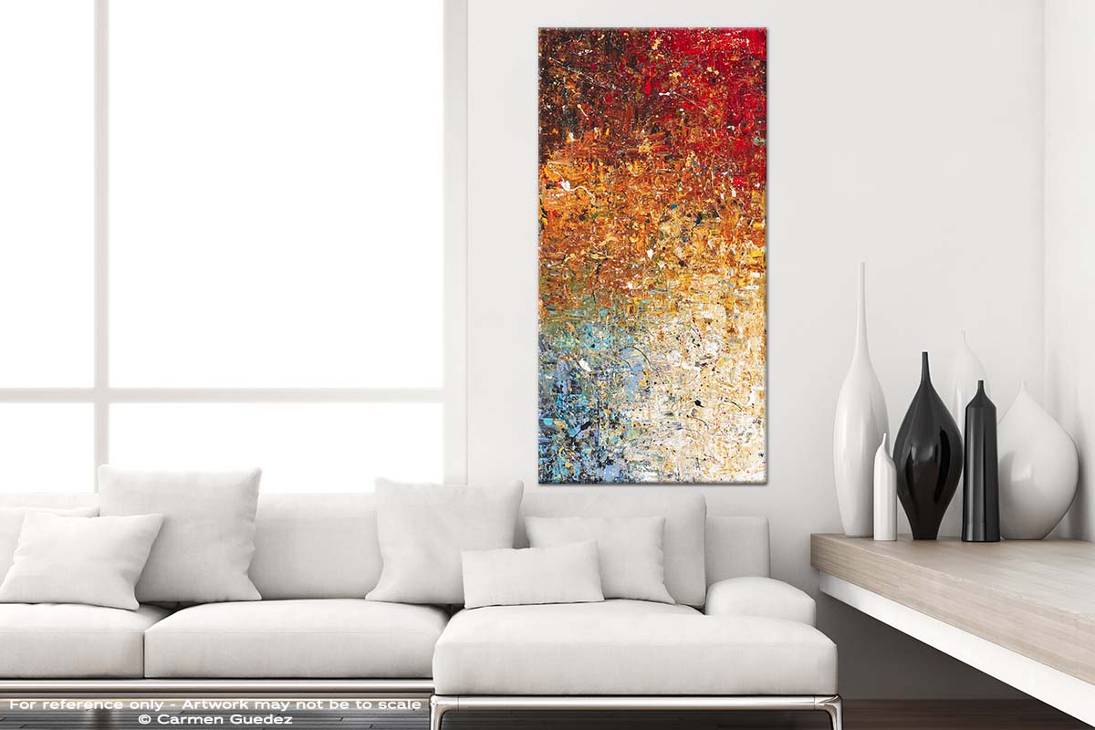 Happy Place Vertical Abstract Art Canvas Painting V2 Id44