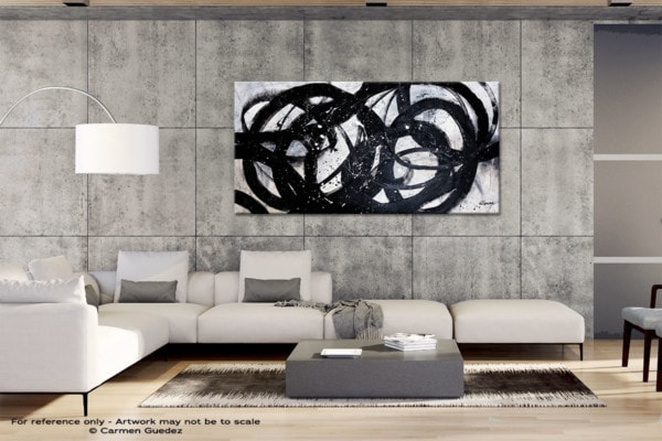 Night Shadow Black & White Original Modern Abstract Art | Minimalist ...