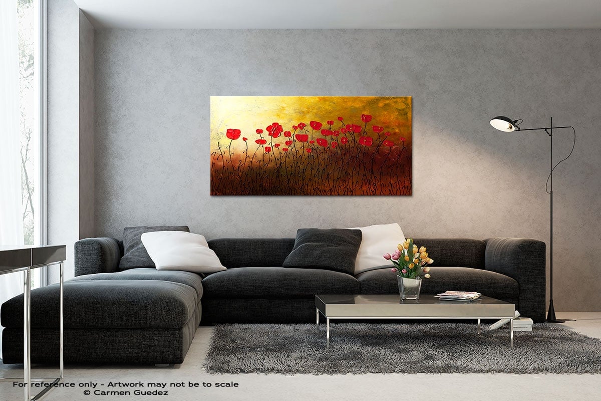 Red Flowers Black And White Wall Abstract Art Painting Id70