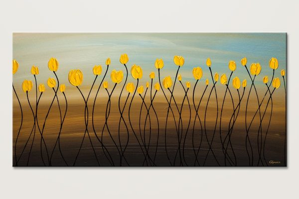 Yellow Tulips Large Abstract Art Painting On Canvas Id80